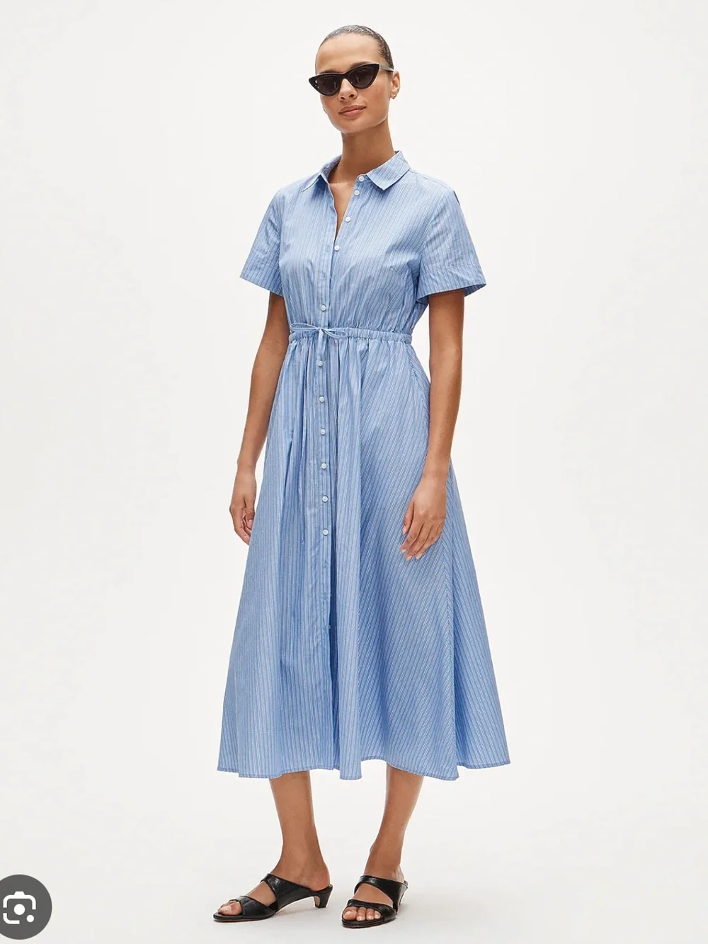 J. Crew Cerise shirt-dress in striped cotton poplin